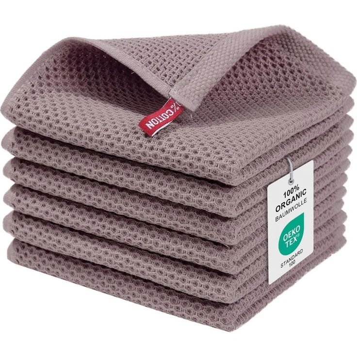 Moosfor Geschirrtücher 100% Baumwolle 6er Set 30x30cm Braun – Bild 1