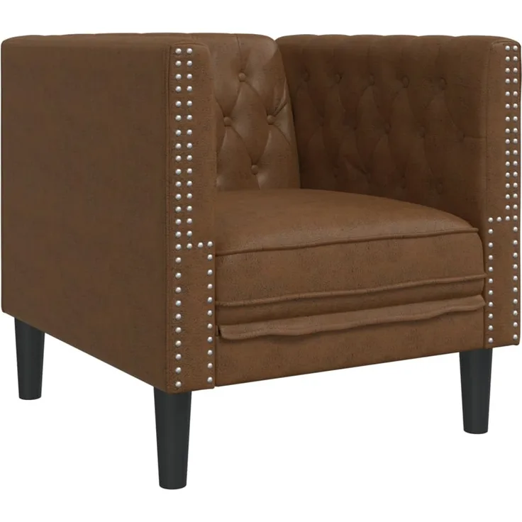 vidaXL Chesterfield-Sessel Braun Kunstleder in Wildleder-Optik 372658