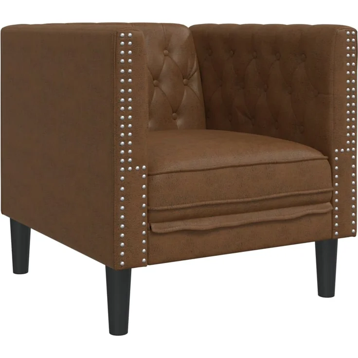 vidaXL Chesterfield-Sessel Braun Kunstleder in Wildleder-Optik 372658 – Bild 1