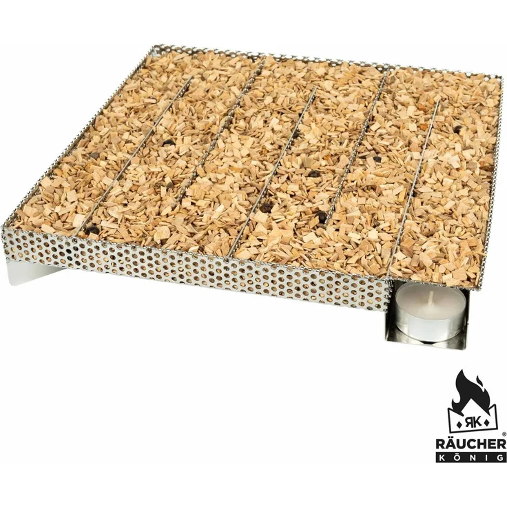 Räucher König Metall Kaltraucherzeuger Single Gr. L, Edelstahl Silber 27,5 x 27,5 x 4,5 cm – Bild 2