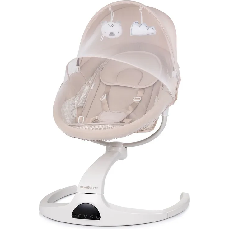 Chipolino Babywippe E-Sway Fernbedienung Musik Bluetooth Plüschtiere Timer Gurt beige