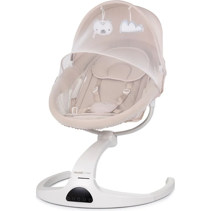 Chipolino Babywippe E-Sway Fernbedienung Musik Bluetooth Plüschtiere Timer Gurt beige – Bild 1