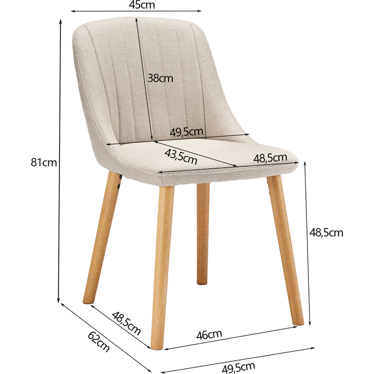 GOEURVANT 993 Esszimmerstühle 6er-Set, Webstoff - Beige – Bild 6