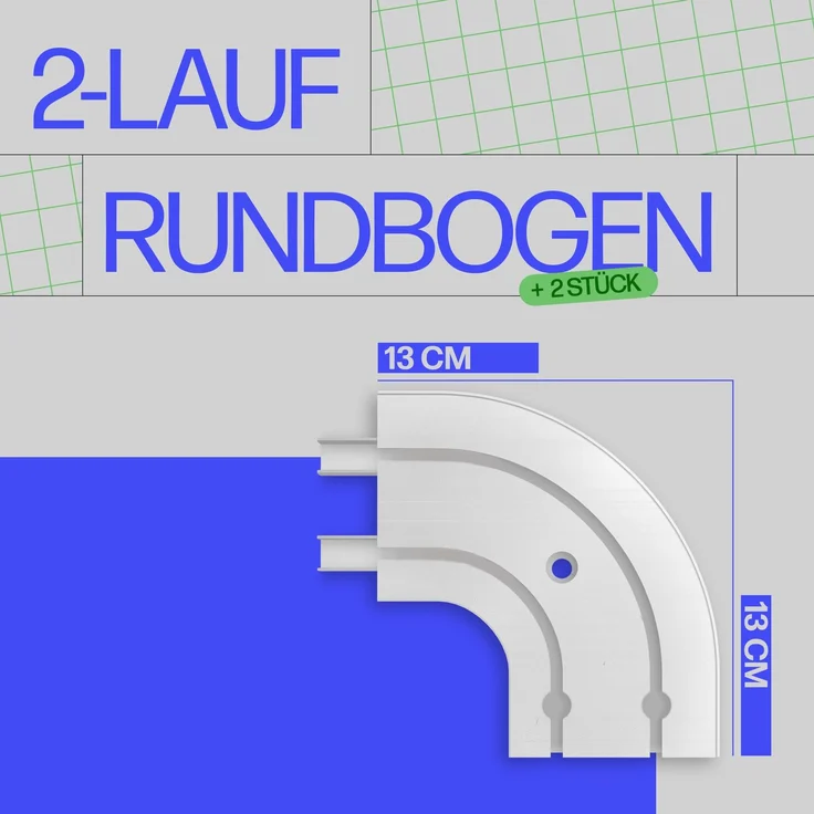 Bestlivings Gardinenschiene ( Weiß ) 390cm (3x90/1x120 cm) 2-läufig + 2er Set Rundbogen – Bild 2