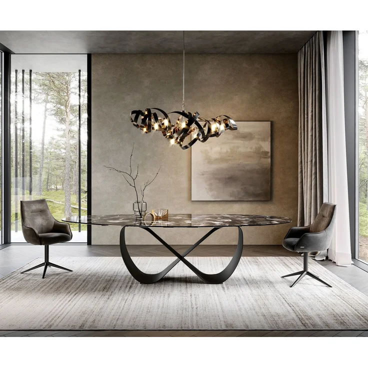 Esstisch Edge Oval 280x130 cm Keramik Iris FMG Agatablack Infinity Metall Schwarz – Bild 1