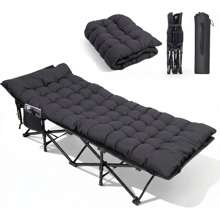 Sekey Feldbett Campingbett klappbar Campingliege Angelliege Klappbett bis 200 kg 190 x 71 x 35 cm Klappbett mit Matratze, für Garten Camping Outdoor – Bild 1