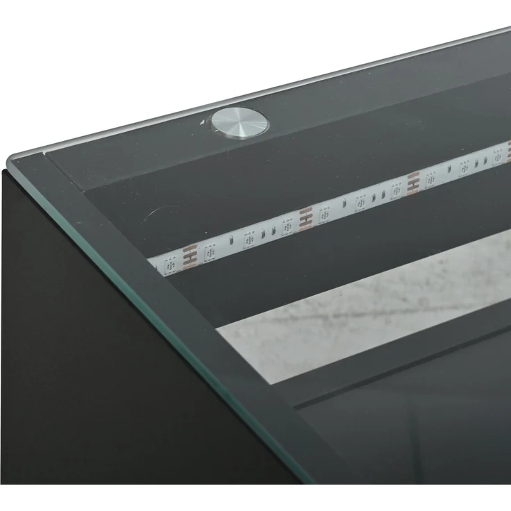 Couchtisch aus MDF und Sicherheitsglas mit LED, 70 x 70 x 35 cm, Schwarz – Bild 10