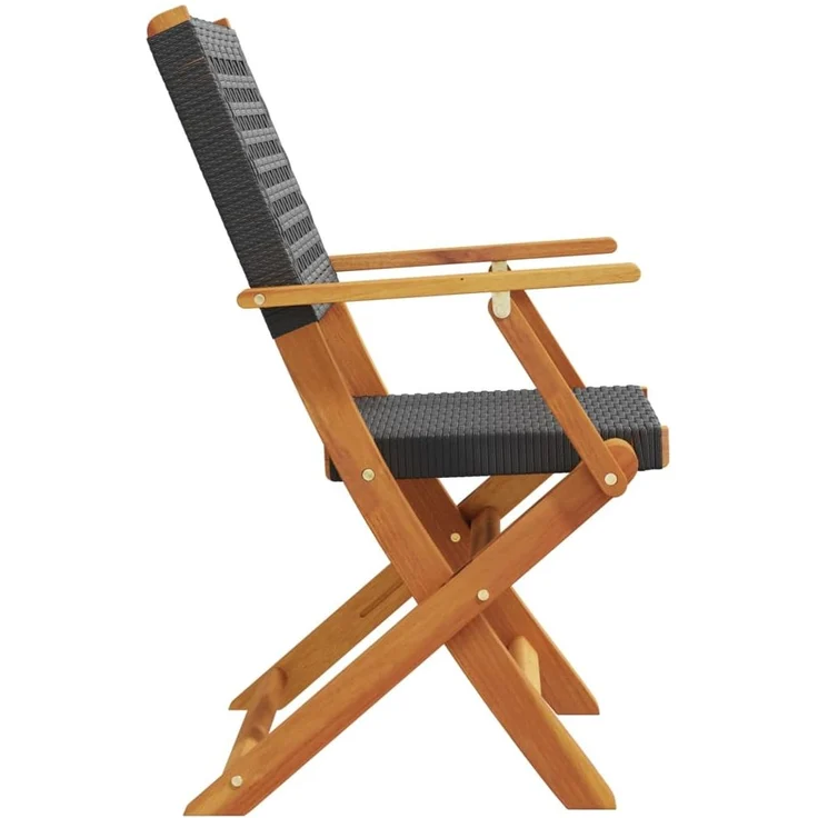 vidaXL Gartenstühle 6 Stk. Klappbar Schwarz Poly Rattan & Massivholz 3214557 – Bild 4