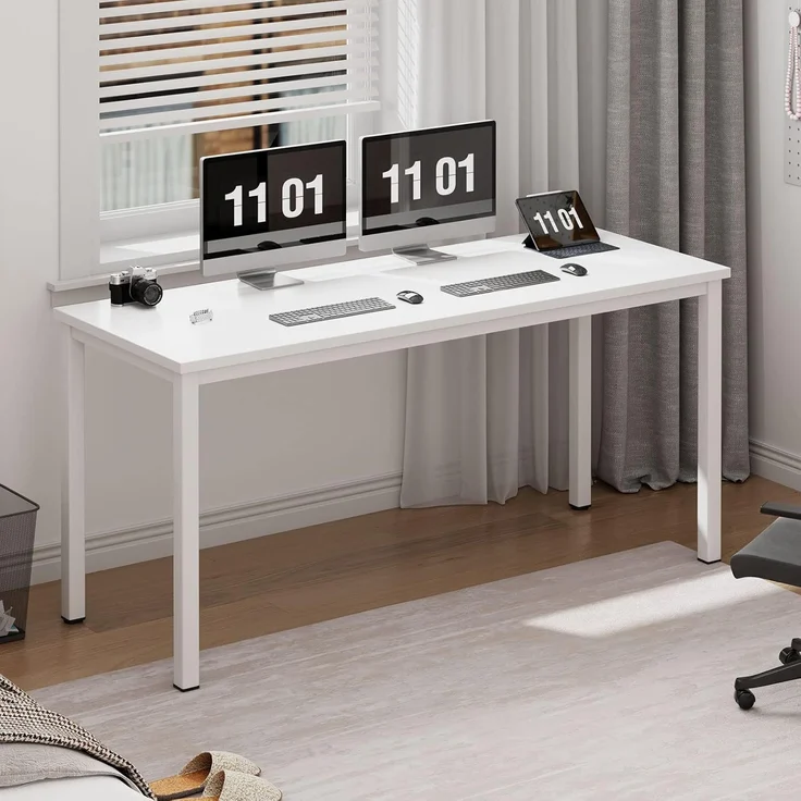 SogesHome Computertisch Schreibtisch 120 x 60 x 75 cm PC Schreibtisch Büro Schreibtisch Workstation für Home Office Verwenden Schreibtisch, Esstisch Konferenztisch,Weiss, AC3DW-120-SH – Bild 1