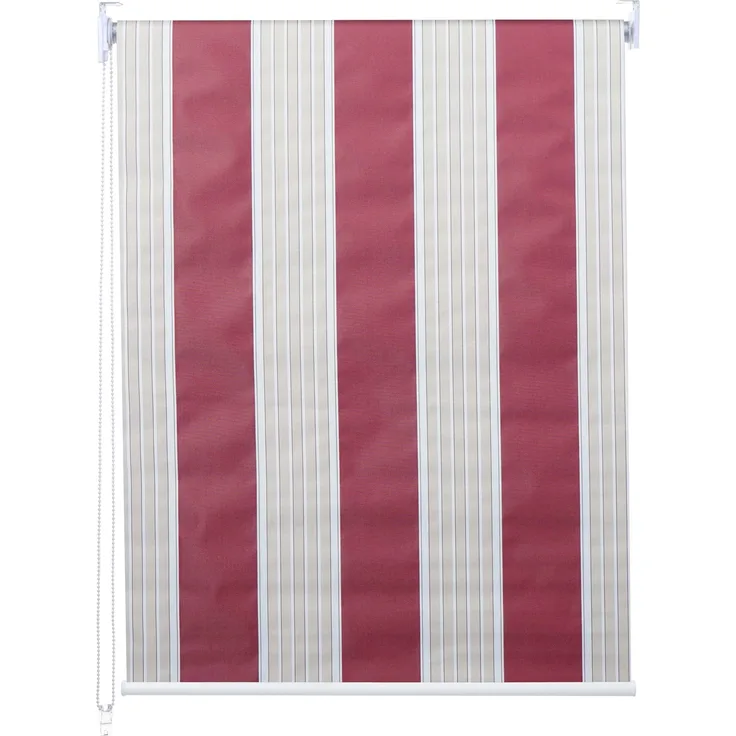 Rollo HWC-D52, Fensterrollo, blickdicht , rot/weiß/beige, 120x230 cm