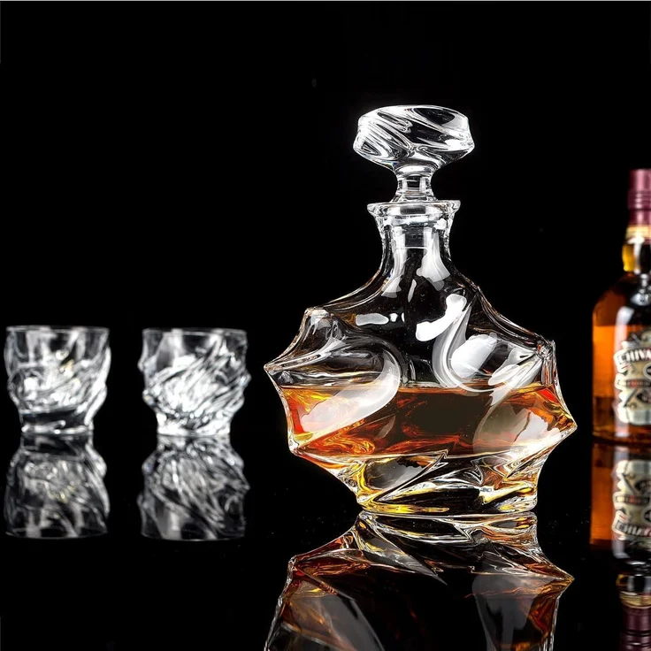 Whisky Karaffe Set mit 4 Gläsern 750ml Bleifrei Luxus Geschenk – Bild 3