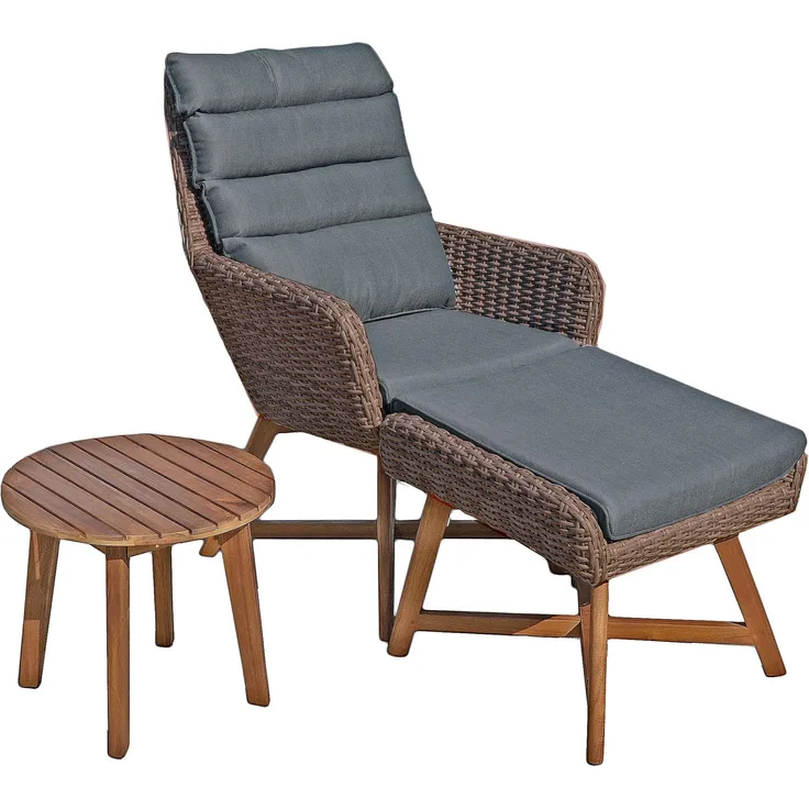 Lounger-Set Calvia aus Alu, Kunststoffgeflecht und Akazie FSC 100%