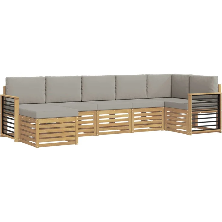 vidaXL Outdoor-Sofagarnitur 7 stk. 6-Sitzer Weiß und Hellgrau 3392206 – Bild 2