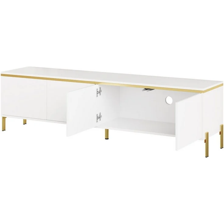 BlingBin TV-Schrank TV-Ständer Hochglanz-Lowboard 170CM (1-St, mit 4 Türen, Metallfüße mit goldfarbenen Akzenten) Kabeldurchführung, modernes TV-Lowboard für Wohnzimmer – Bild 1