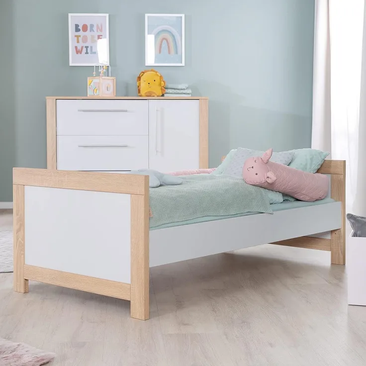 roba Kinderzimmerset 'Matilda' 2-teilig - Bett 70 x 140 - Wickelkommode - Lichtgrau / Artisan Eiche