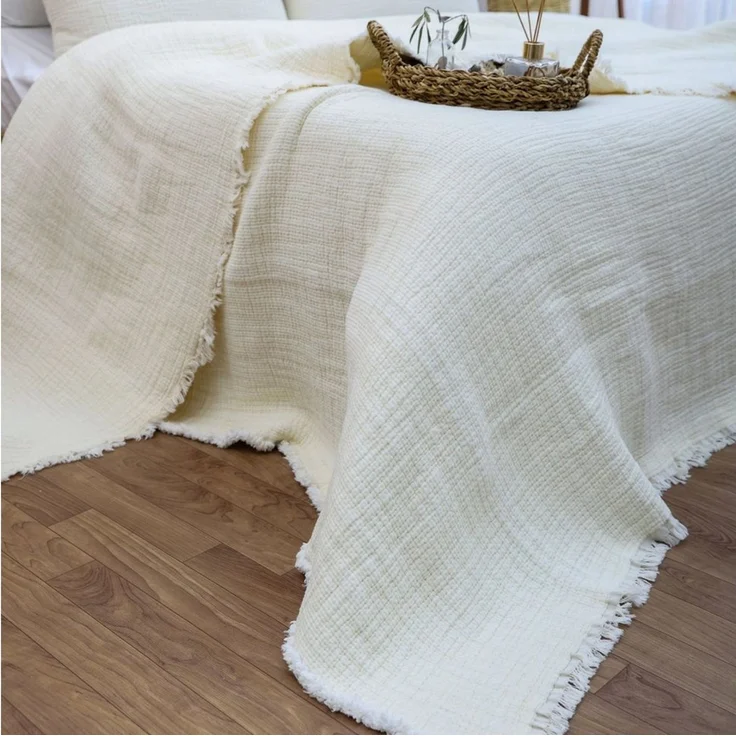 M-Diamant Tagesdecke Musselindecke Wohndecke 100% Baumwolle Babydecke Kuscheldecke, beidseitig verwendbar – Bild 3