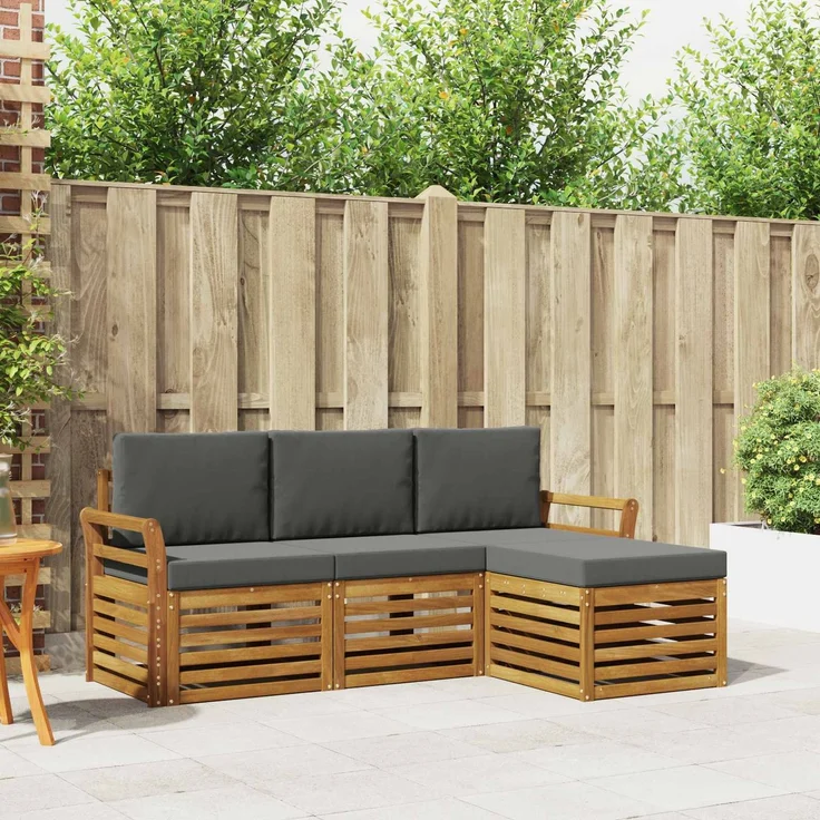 vidaXL Outdoor-Sofagarnitur 4 stk. 4-Sitzer Natur und Anthrazit 3374612 – Bild 1