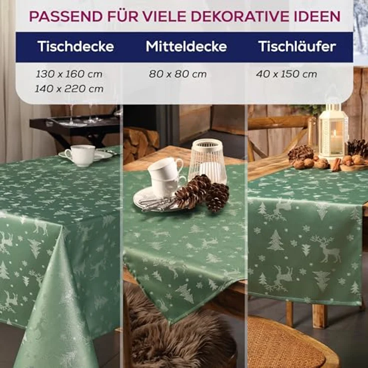 Beautex Tischdecke Lurex Tischdecke Weihnachten, Silber Gold glänzend, Weihnachtstisch (1-tlg) – Bild 2
