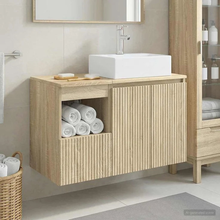 vidaXL Badezimmerschrank-Set 2 stk. Sonoma-Eiche 79,5 x 41 x 79,5 cm 3404056 – Bild 1