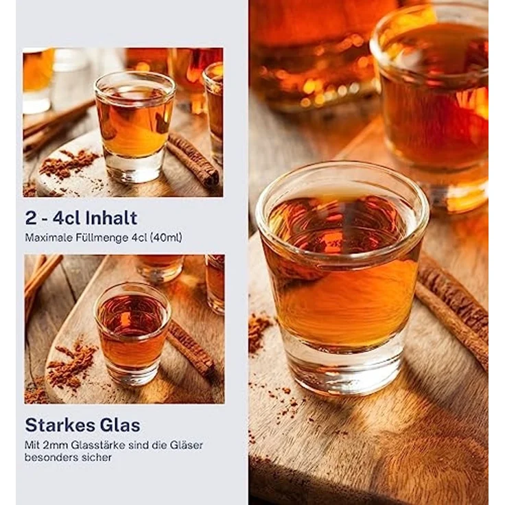 Provance Schnapsglas 6 Stück Schnapsglas Shot Kurzer Shotgläser Tequila 2cl 4cl 20ml 40ml, 6-tlg, Glas – Bild 3
