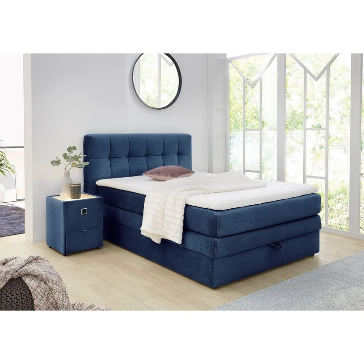 Jockenhöfer 'Amy' Boxspringbett, 140x200 cm, Samtähnlich Dunkelblau – Bild 5
