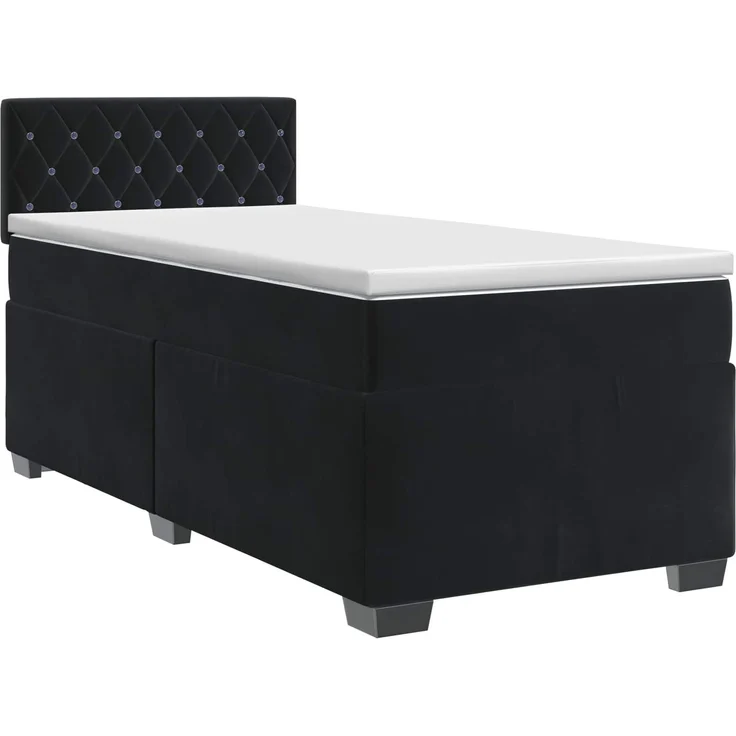 vidaXL Boxspringbett mit Matratze Schwarz 100 x 200 cm Samt 3450652 – Bild 2