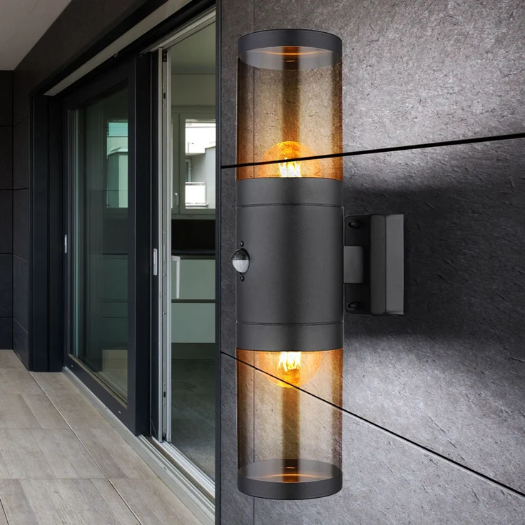 Außenlampe, Up and Down Strahler, Edelstahl, schwarz, H 42cm – Bild 10