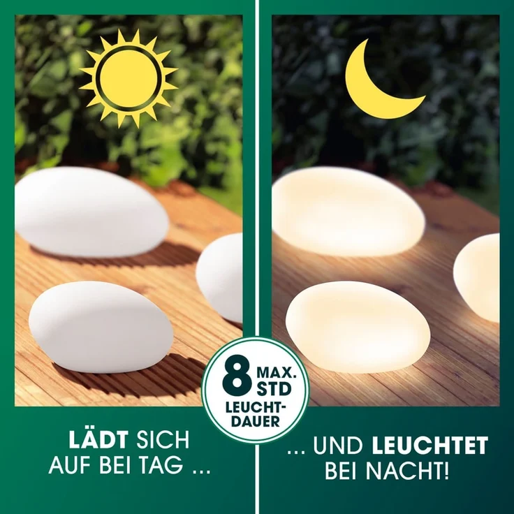 EASYmaxx LED Solarleuchte mit Farbwechsel | Deko Gartenleuchte mit LED Beleuchtung | Wunderschöne Lichteffekte mit Tageslichtsensor In & Outdoor | Gartendeko Witterungsbeständig IP67, Stein Set – Bild 2