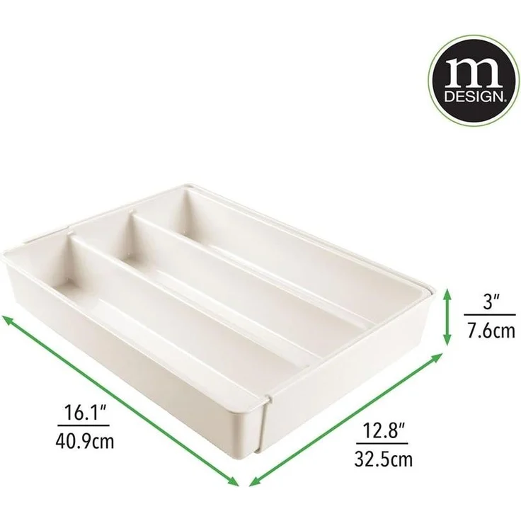 Besteckkasten Schubladen Organizer Besteckeinsatz ausziehbar mDesign creme – Bild 8