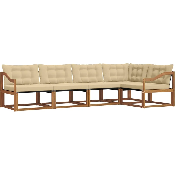 vidaXL Outdoor-Sofagarnitur 5 stk. 5-Sitzer Natur und Beige 3369468 – Bild 2