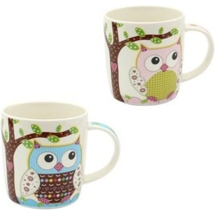 Dekohelden24 Tasse 2er Set Kaffeebecher Kaffeetasse aus Porzellan - Motiv: bunte Eulen, Porzellan – Bild 6
