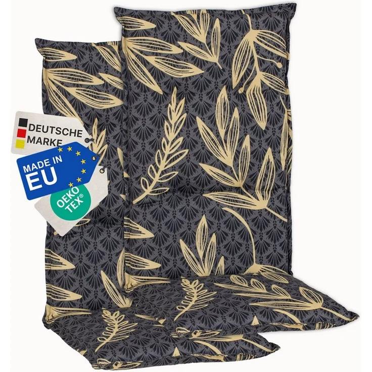 NYVI Hochlehnerauflage Hochlehner Auflagen 2er Set Barcelona - Gartenstuhlauflagen 118x50 cm, (2 St), Stuhlauflage, Sitzauflage mit Halteband, UV-fest – Bild 1