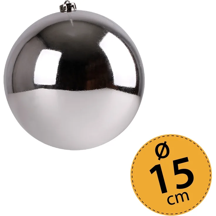 Christbaumkugel Weihnachtskugel ⌀ 15 cm Baumschmuck Deko-Kugel silber glänzend