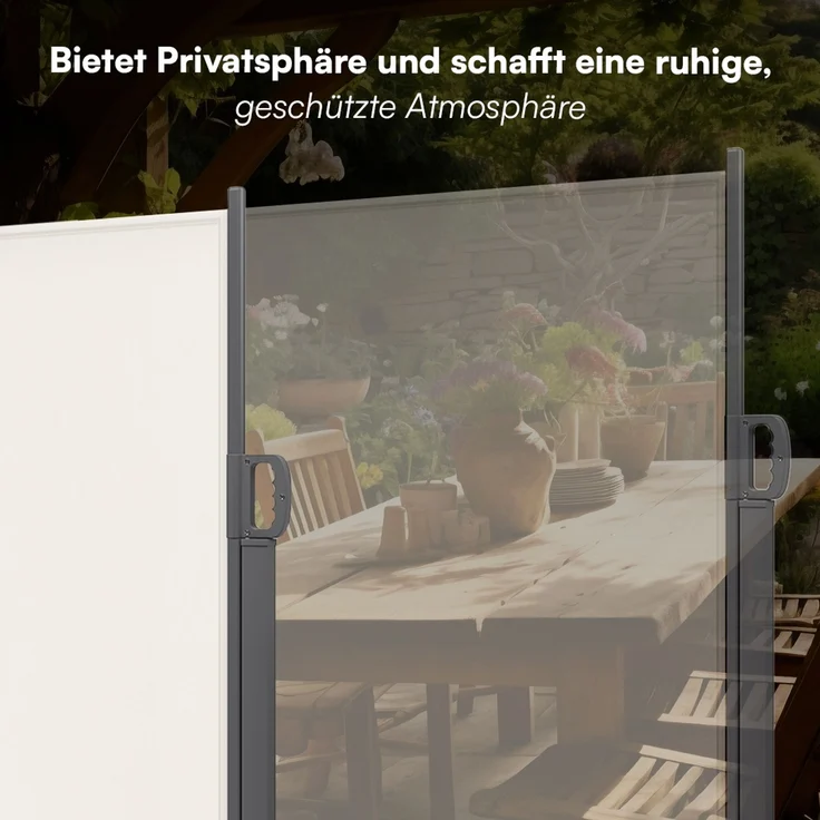 STEELSØN 'Zirella' Seitenmarkise mit Aluminium-Kassette, ausziehbar, 180x300 cm, beige/anthrazit, Windschutz, wetterfest und blickdicht – Bild 5