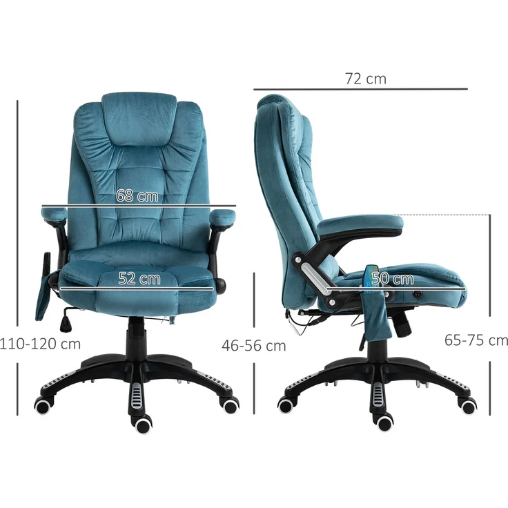 MELAYR, Massagesessel Chefsessel Gamingstuhl Massagebürostuhl Blau, 67 x 74 x 116 cm – Bild 5