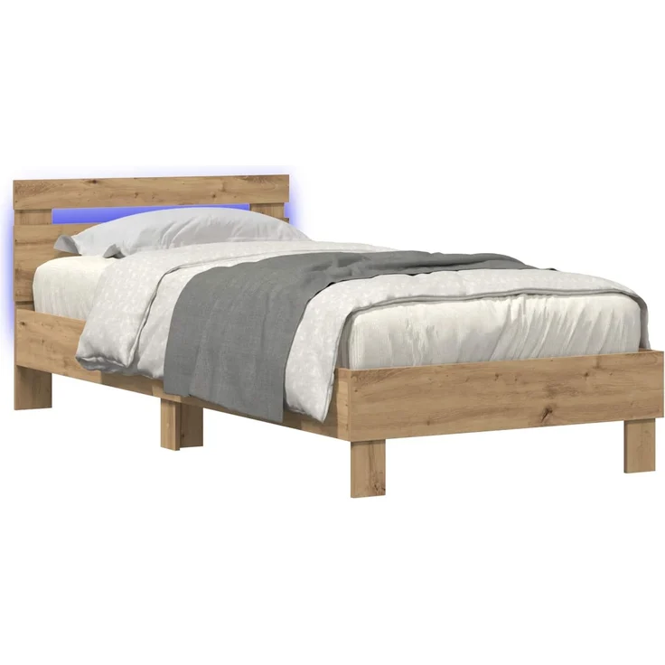 vidaXL Bettrahmen mit Kopfteil Kunsthandwerk Eiche Holzwerkstoff 8009001 – Bild 2