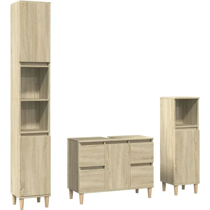 vidaXL 3-tlg. Badmöbel-Set Sonoma-Eiche Holzwerkstoff 3307671 – Bild 1
