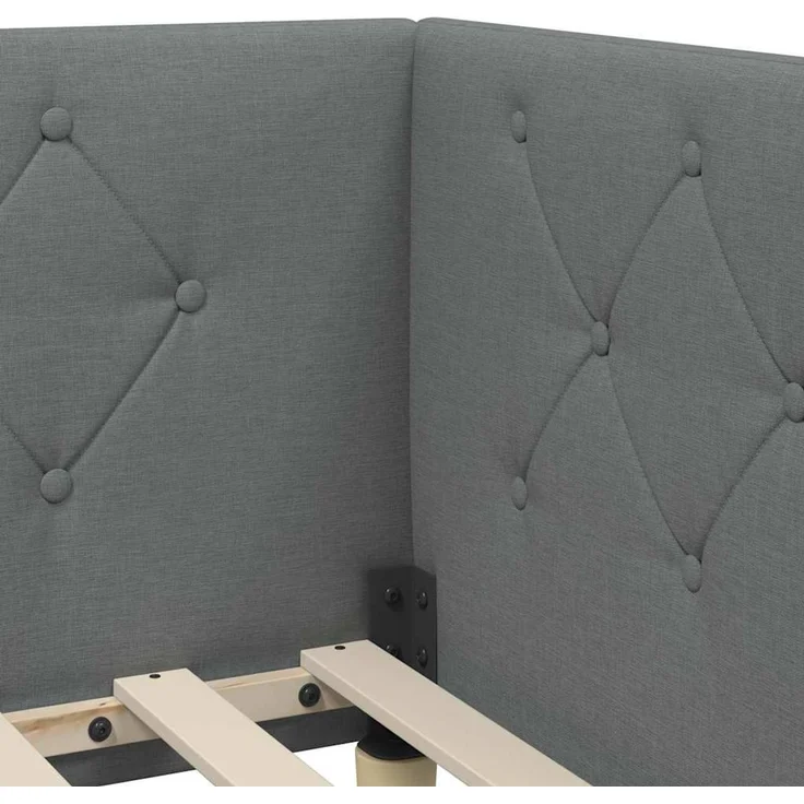 vidaXL Eckbettgestell Dunkelgrau 90 x 200 cm Stoff 3394118 – Bild 9