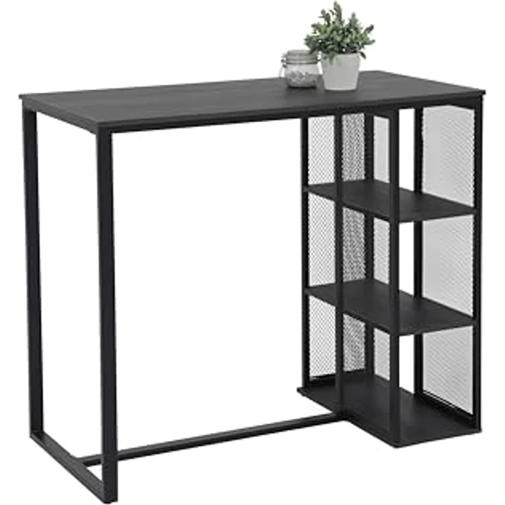Hela Tische, Bartisch Bistrotisch Klara, Dekor Eiche Dunkelgrau, Metall-Regal-Gestell, 120 x 60 x 103 cm – Bild 2