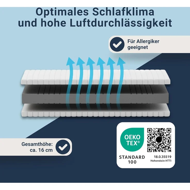 Betten-ABC KSP-Spezial Die Sondermaß-Matratze mit 7 Zonen, ideal für Wohnwagen und Wohnmobile, Größe: 130x175, Härtegrad: H3 – Bild 4