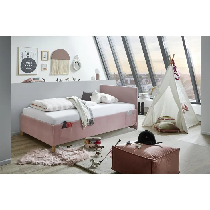 Polsterbett >Cool mit BK< Liegefläche 120x200cm, Rose, Stellmaß: 130x90x210cm (BxHxT)