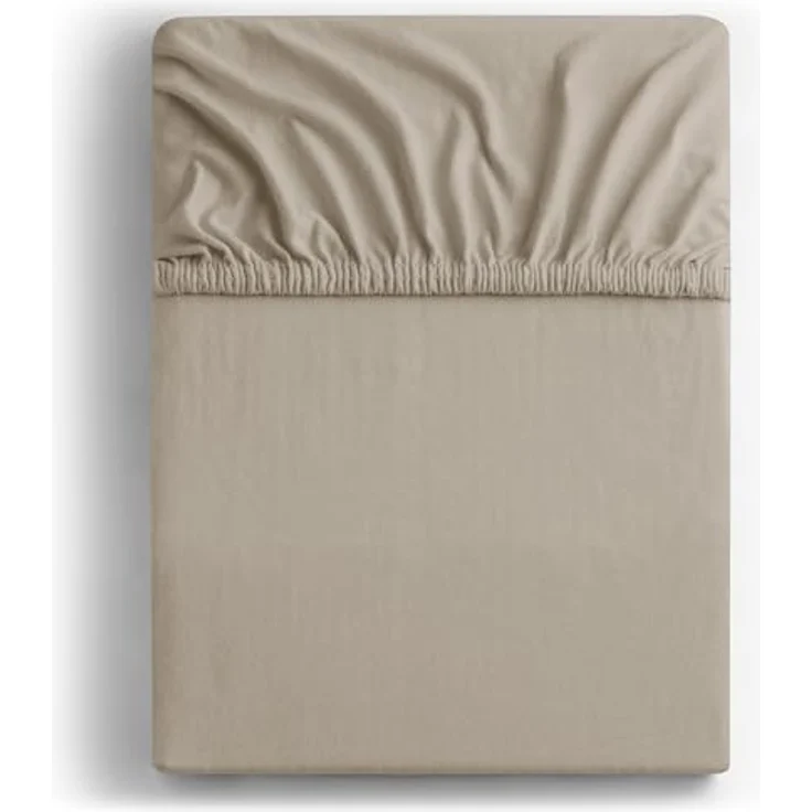 DecoKing Spannbettlaken 100x200 120x200 cm 100% gekämmte Baumwolle Cappuccino Spannbetttücher Jersey Boxspringbett Amber 100x200 120x200 – Bild 3