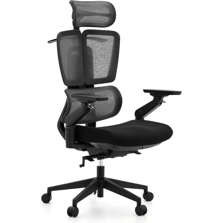 hjh OFFICE Bürostuhl Ergo U2 Flex3 – Profi Drehstuhl mit atmungsaktiver Netz-Rückenlehne & robustem Sitz – Höhenverstellbare Lordosenstütze – Schwarz