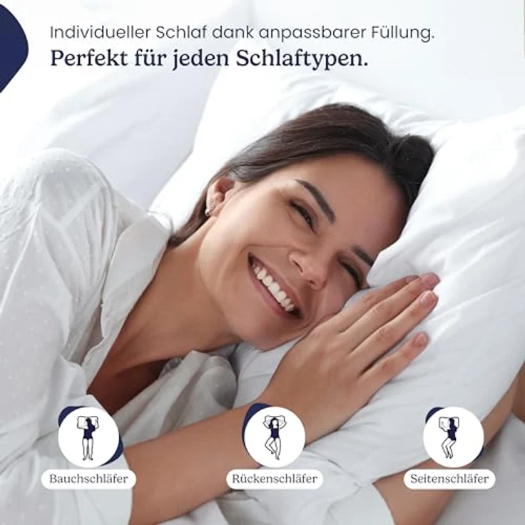 Gentle North Kopfkissen (50x50 cm groß) - 4er Set Kissen für Bett und als Dekokissen - Mit Reißverschluss für Füllung - Sofakissen - Zierkissen für Couch und Sofa - Ökotex - Waschbar bis 60° - Weiß – Bild 6