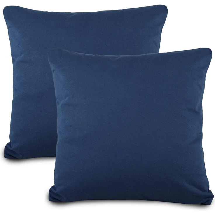 aqua-textil Classic Line Baumwoll Kissenbezug 2er-Set 50x75 dunkelblau Kissen Bezug Reißverschluss Jersey Kissenhülle – Bild 1