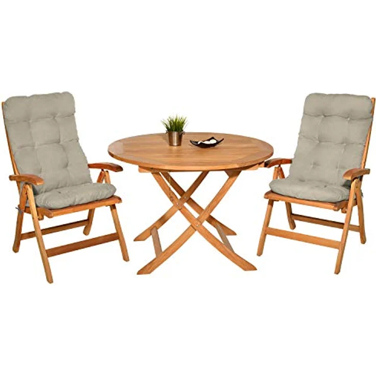 Beautissu Hochlehnerauflage 6er Set Hochlehner Auflagen Flair HL, 120x50x8cm, Natur, Sitzpolster Set für Gartenstühle Outdoor – Stuhlkissen für Hochlehner – Bild 7