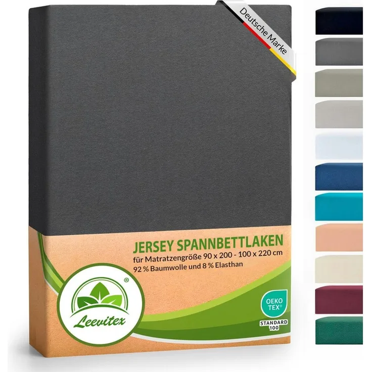 leevitex® Spannbettlaken Luxus Elasthan Jersey Spannbettlaken, Gummizug: Rundum-Gummizug