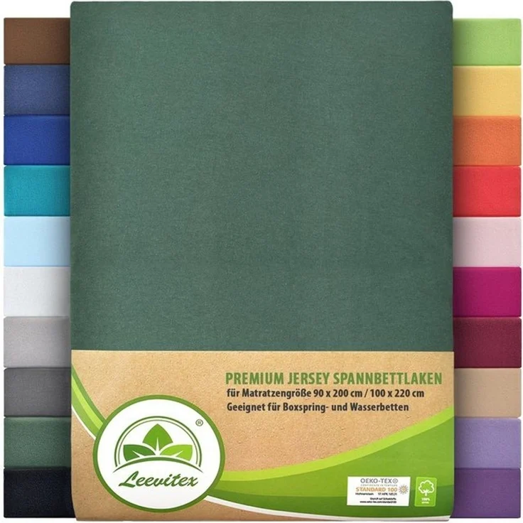 leevitex® Spannbettlaken Spannbettlaken Premium Elasthan, Gummizug: rundum, blickdicht, Anti-Pilling, 97% Baumwolle, 3% Elasthan, 40 cm Steg – Bild 4