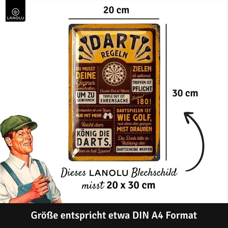 LANOLU Blechschild Dart Regeln braun - 20x30cm – Metall – 20238 – Bild 3