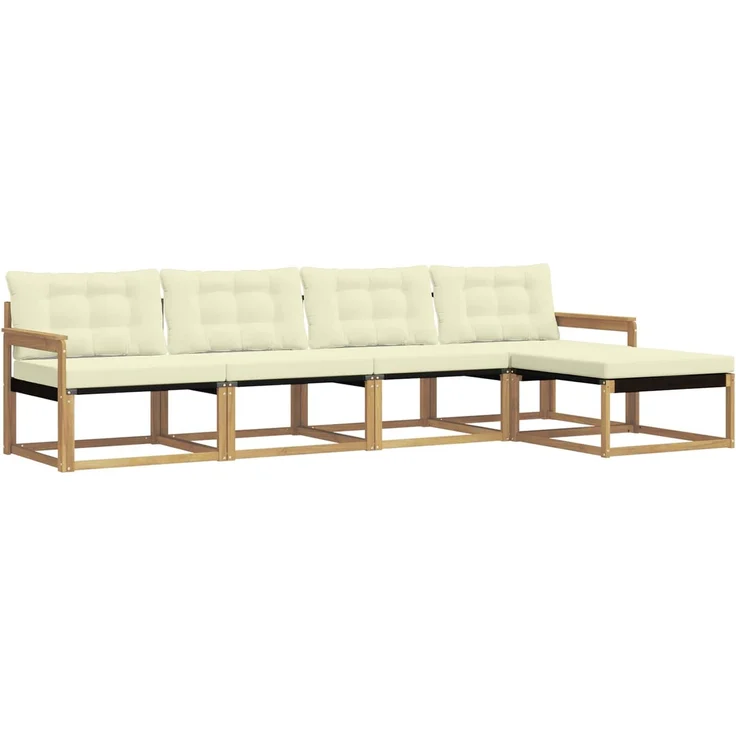 vidaXL Outdoor-Sofagarnitur 5 stk. 5-Sitzer Weiß und Creme 3388580 – Bild 2